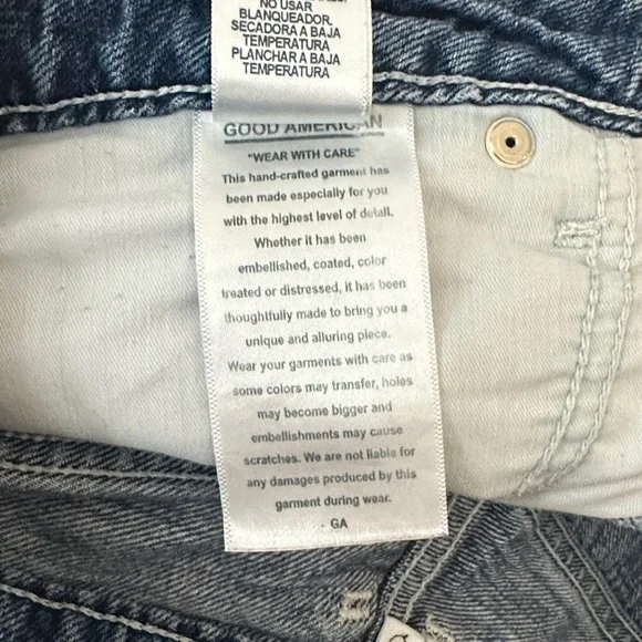 Good American Blue Distressed Jean Shorts 4/27